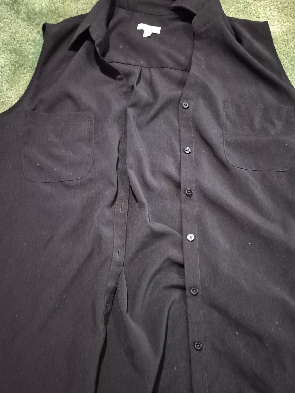 Talbots Black Button-Front Sleeveless Shirt Jacket